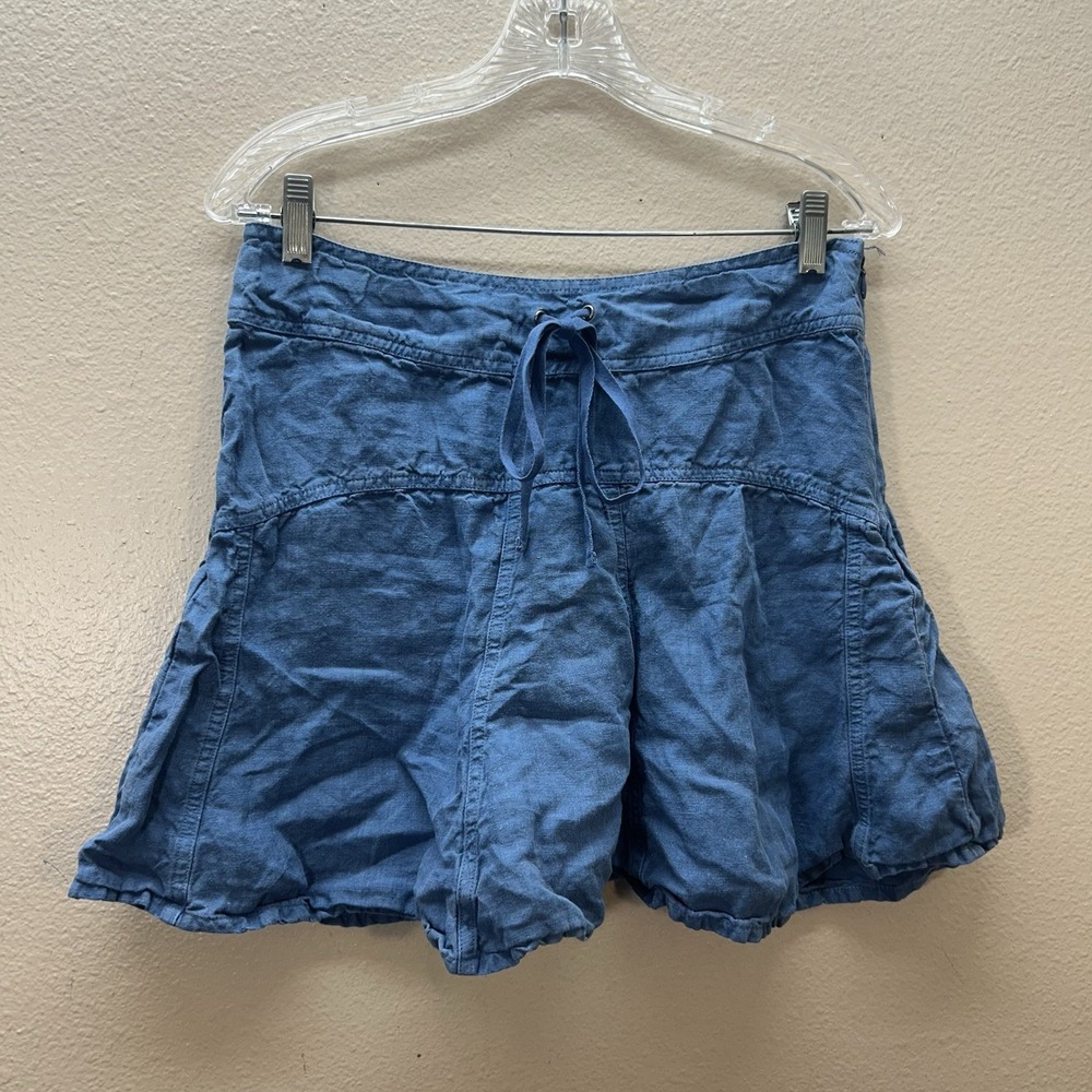 Athleta Blue 100% Linen Daydream A-Line Flare High Rise Mini Skirt Womens‎ 2